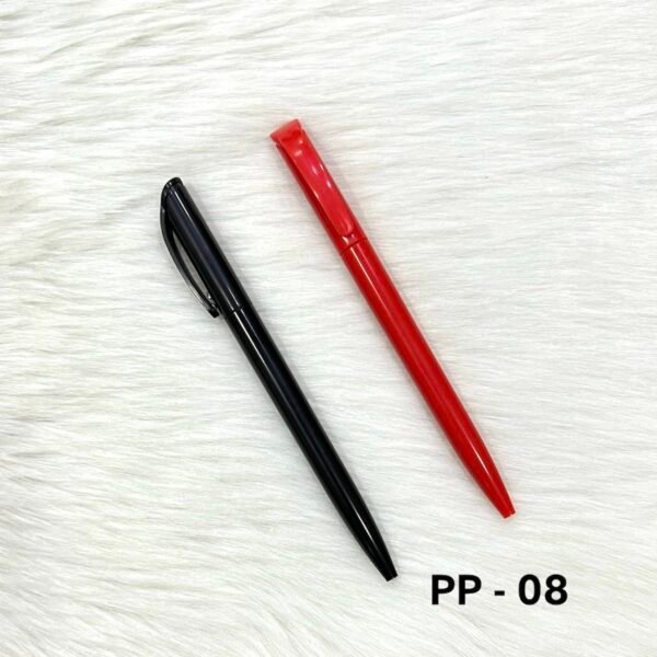 Classic red and black plastic ball pens PP-08 displayed