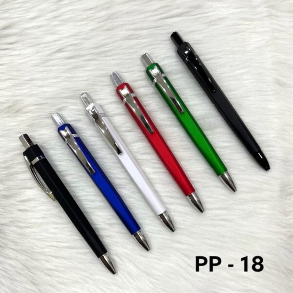 Retractable plastic ball pens with chrome clip PP-18