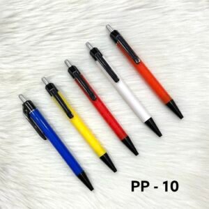 Colorful retractable plastic ball pens with black clip PP-10