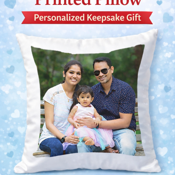 Custom photo printed pillow with family picture on soft white cushion