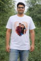 Custom photo printed couple T-shirt with personalized heart design on white T-shirt in Ahmedabad, Gujarat