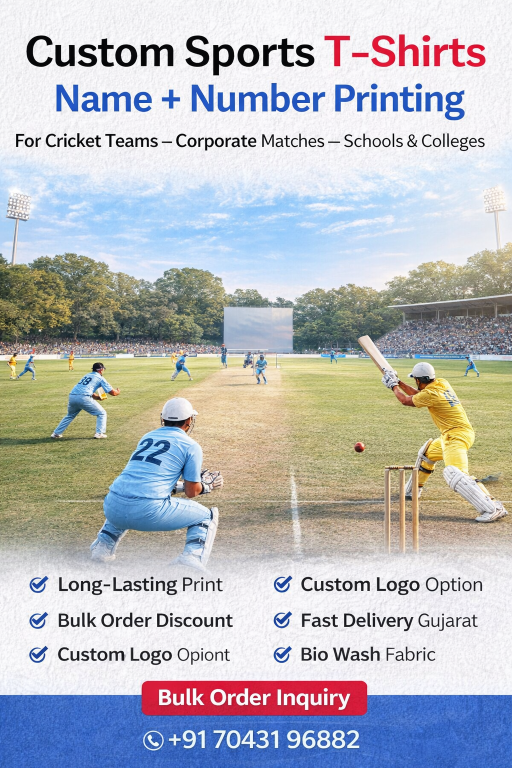 custom-sports-tshirt-cricket-team-ahmedabad-gujarat Custom sports T-shirt with team playing on ground with name and number printing concept for team uniforms in Ahmedabad Gujarat