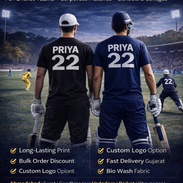 Sports T-Shirt with durable rubber print logo for team uniform in Ahmedabad