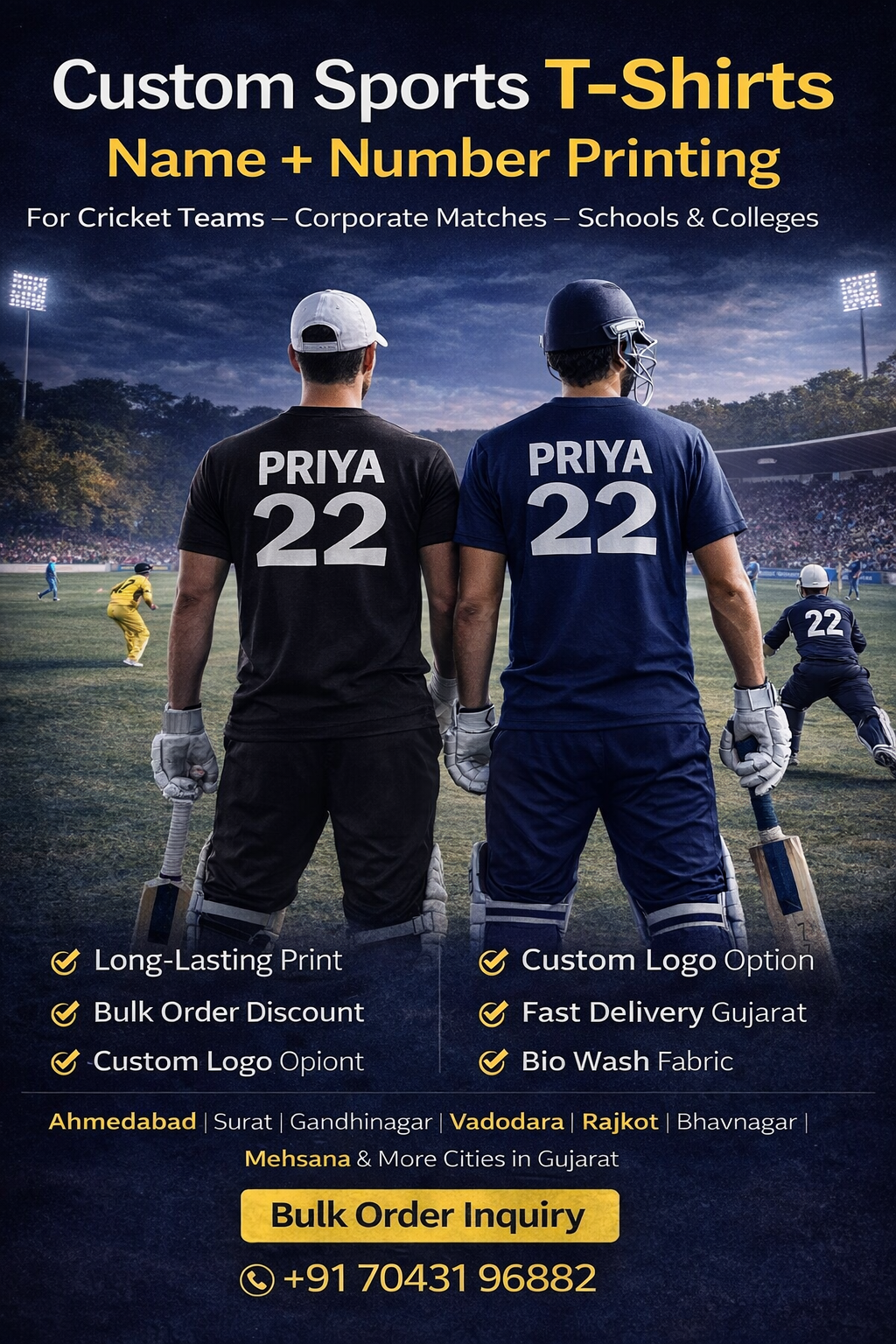 dark-team-sports-tshirt-rubber-print-cricket-ahmedabad-gujarat Sports T-Shirt with durable rubber print logo for team uniform in Ahmedabad