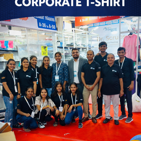 Exhibition corporate t-shirt worn by company team at trade show in Ahmedabad Gujarat