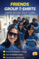 Friends group wearing matching blue custom T-shirts during outing in Ahmedabad, Gujarat
