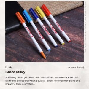 Grace Milky promotional pen with colorful cap and white barrel