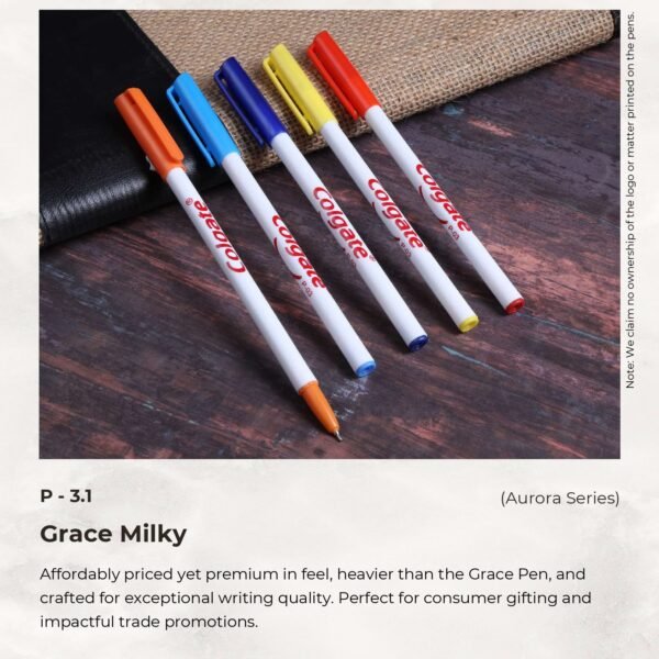 Grace Milky promotional pen with colorful cap and white barrel