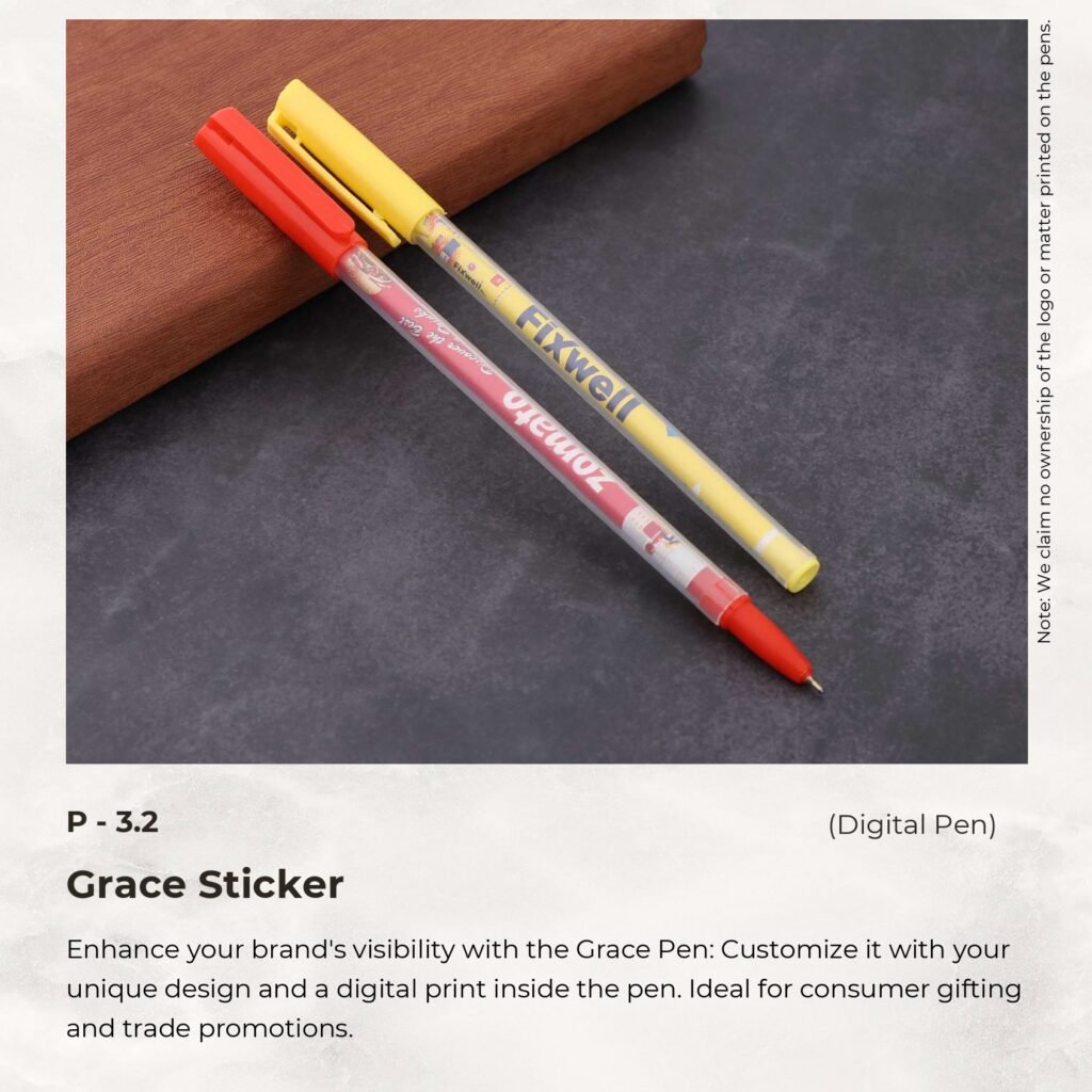 Grace Sticker promotional pen with digital printed insert