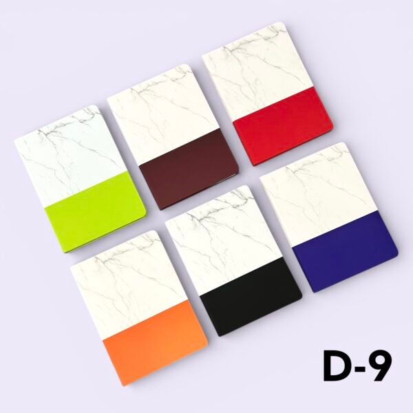 Premium marble finish two-tone corporate notebook available in multiple vibrant color combinations for custom logo printing in Ahmedabad