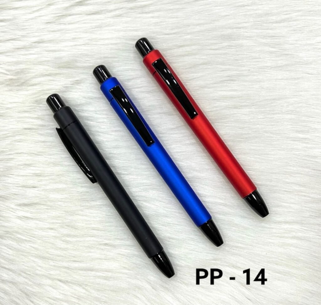 Matte finish plastic ball pens with black clip PP-14