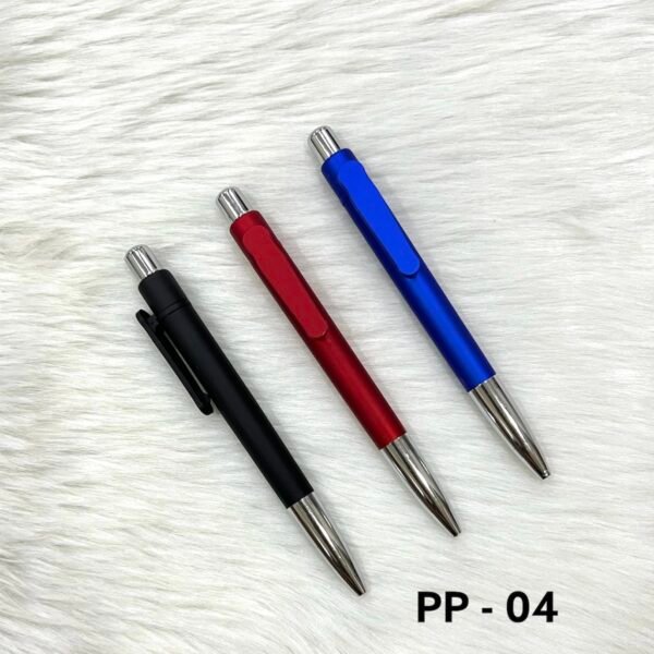 Premium plastic ball pens with metal tip in black red and blue PP-04