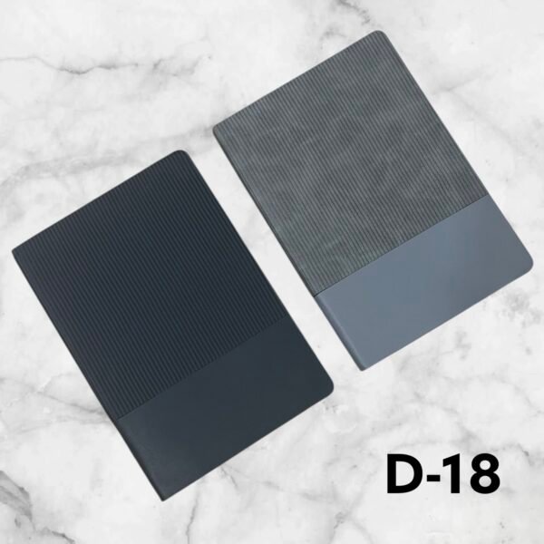 Premium minimal ribbed texture corporate notebook available in black and grey for custom logo printing in Ahmedabad