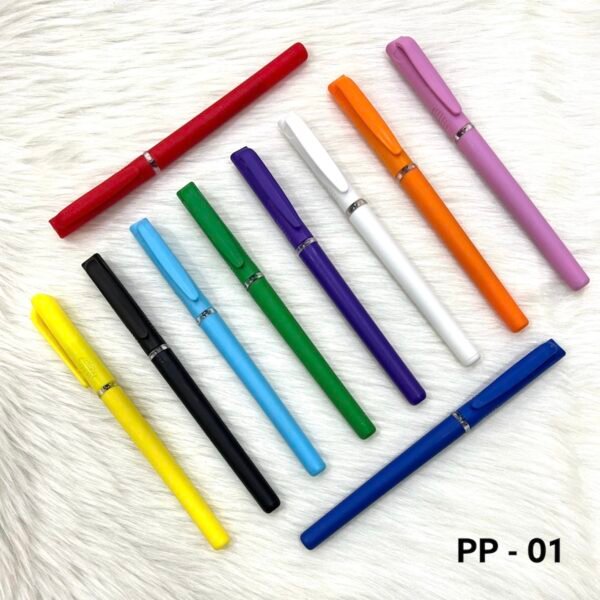 Set of multicolor plastic ball pens with smooth writing design