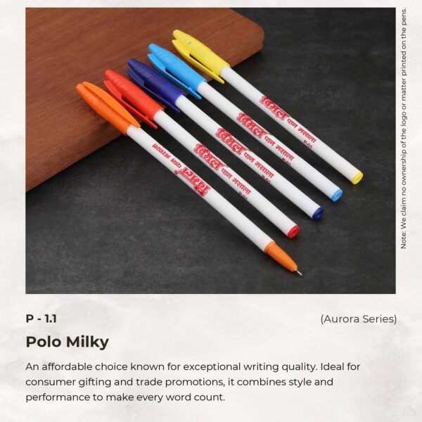 Polo Milky promotional plastic pen with colorful caps for corporate branding in Ahmedabad