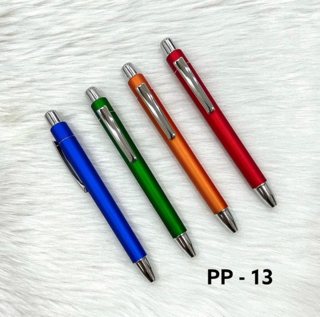 Color plastic ball pens with chrome clip PP-13