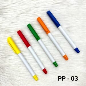 White body plastic ball pens with colorful caps PP-03