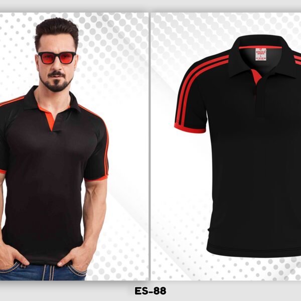 Black Red Dryfit Polo T-Shirt for Sports & Branding