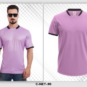 Light purple dryfit t-shirt with black collar for men custom printing Ahmedabad
