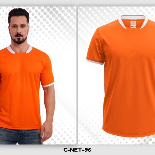 Bright orange dryfit t-shirt with white collar custom sports t-shirt Ahmedabad