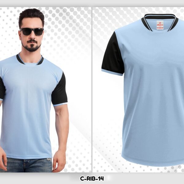 light blue black dryfit t shirt Ahmedabad for sports teams and gym wear