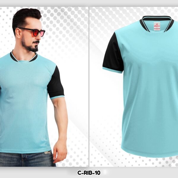 sky blue black dryfit t shirt Ahmedabad for sports team and custom printing use