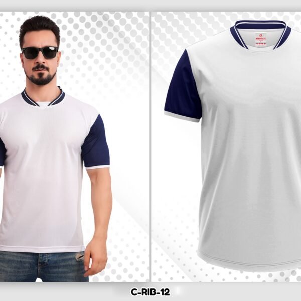 Shop sky blue black dryfit t shirt Ahmedabad for sports, events & branding. High-quality custom printing in Gujarat.