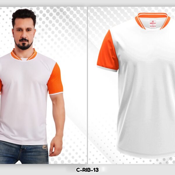 Order white navy blue dryfit t shirt Ahmedabad for uniforms, sports & events. Best custom printing in Gujarat.